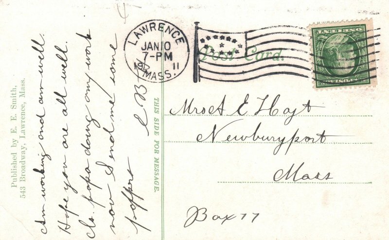 Vintage Postcard 1911 Saint Patrick's Convent Lawrence Massachusetts E. E. Smith