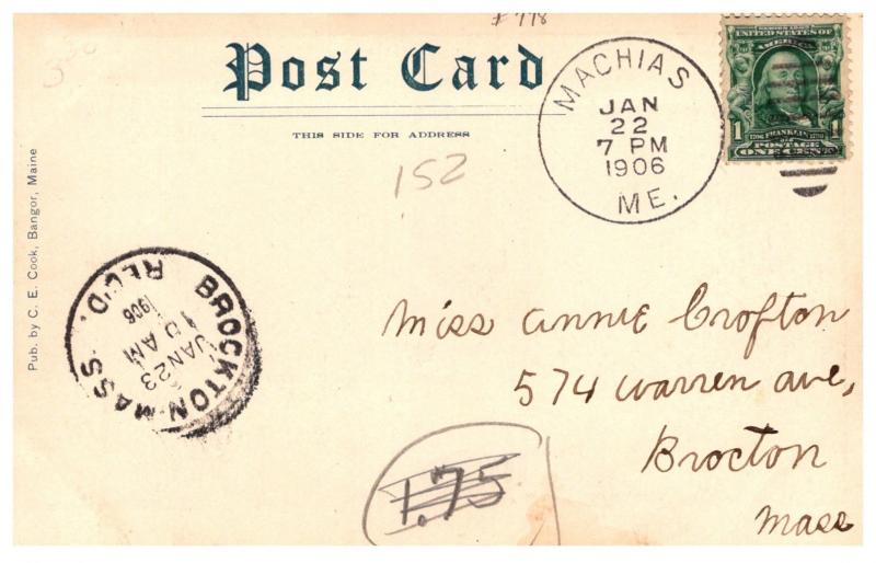 Maine   Machias , Main street , Horse and Wagons