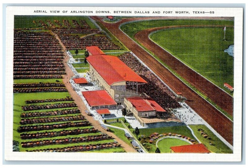 c1940's Aerial View Of Arlington Downs Between Dallas Fort Worth Texas Postcard