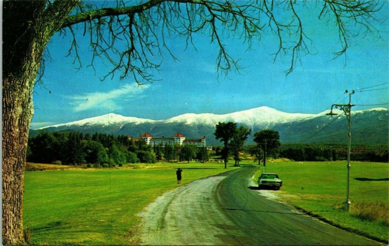 Snow Capped Mt Washington Hotel Bretton Woods NH Old Car Road VTG Postcard UNP 