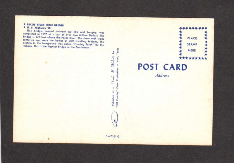 TX Pecos River High Bridge Del Rio Langtry Texas Postcard