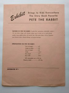 Exhibit Pete The Rabbit Arcade FLYER Original Kiddie Amusement Ride 1952 Rare