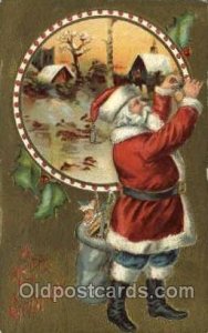 Santa Claus 1910 crease near left edge, postal used 1910