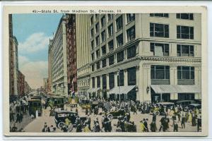 State Street from Madison Chicago Illinois 1920s postcard