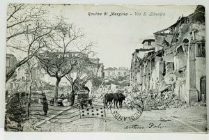 Italy After 1908 Earthquake: Rovine di Messina Via S. Liberale Postcard B11