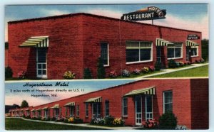HAGERSTOWN, Maryland MD ~ Roadside HAGERSTOWN MOTEL c1940s Linen Postcard