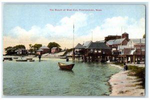 c1910 The Beach At West End Boat Seashore Provincetown Massachusetts MA Postcard