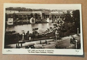 VINTAGE UNUSED REAL PHOTO PC BRITISH EMPIRE EXHIBITION LAKE & PALACE WEMBLEY UK