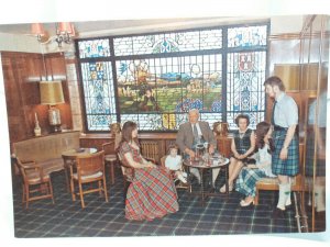 Burns Family in The Cocktail Bar at the Huntley Arms Hotel Aboyne Vtg Postcard