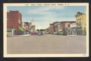 CAMDEN SOUTH CAROLINA DOWNTOWN BROAD STREET SCENE VINTGAE POSTCARD