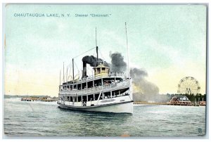 c1910 Steamer Cincinnati Chautauqua Lake New York NY Raphael Tuck Sons Postcard