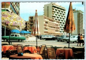 BEIRUT, LEBANON ~ Coffee Terrace at RAOUCHE c1950s-60s Cars 4 x 6 Postcard