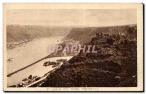 Postcard Old St Goar mit Burg Rheinfels