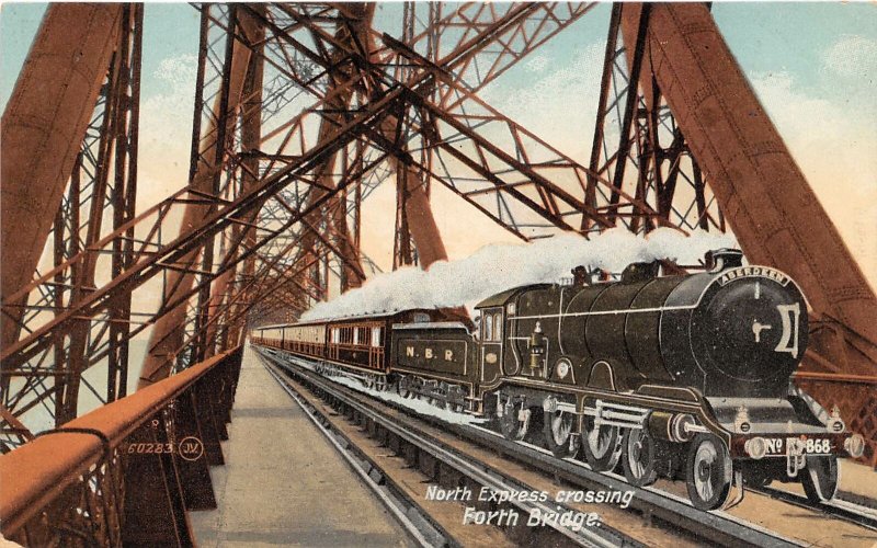 North Express Aberdeen Railway Train Forth Bridge England UK 1910c postcard
