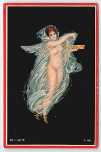 Baccante Beautiful Woman In Sheer Robe Postcard U29