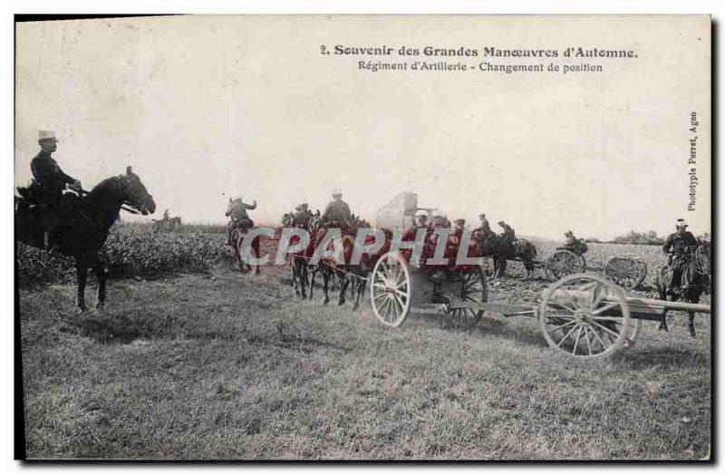 Old Postcard Fancy Army Maneuvers d & # 39automne Regiment d & # 39artillerie...