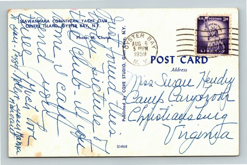 Oyster Bay NY-New York, Seawanhaka Corinthian Club Chrome c1959 Postcard