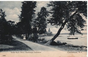 VINTAGE POSTCARD SOUTH SHORE DRIVE CHAUTAUQUA INSTITUTION N.Y. POSTED 1907