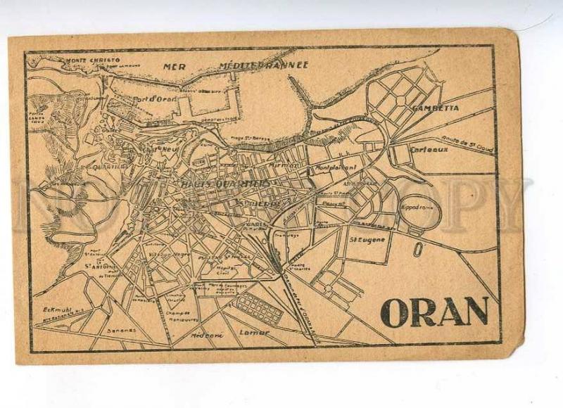 191049 Algeria ORAN map Vintage card