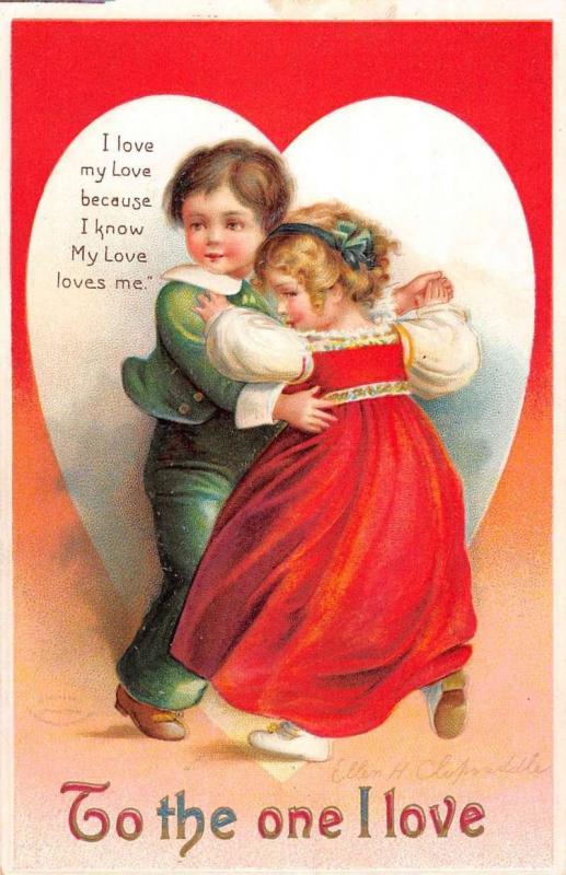 Valentines Day Child Couple Romance Love Clapsaddle Antique Postcard K100014