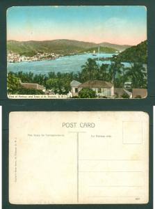 DWI. Danish West Indies. Postcard  1907-1915. Harbor & Town St. Thomas