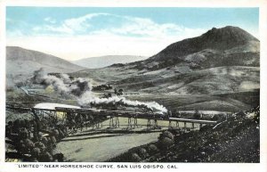 Limited Train Horseshoe Curve San Luis Obispo Railroad c1920s Vintage Postcard