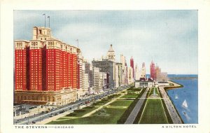 Chicago Illinois 1950s Postcard The Stevens Hotel a Hilton Hotel