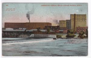 American Cereal Mills Cedar Rapids Iowa 1912 postcard