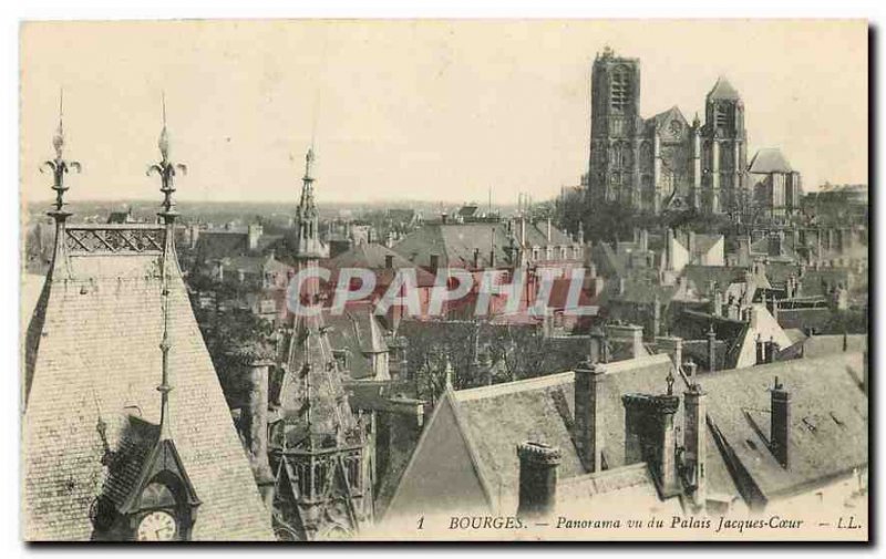 Old Postcard Panorama seen Bourges Palais Jacques Coeur