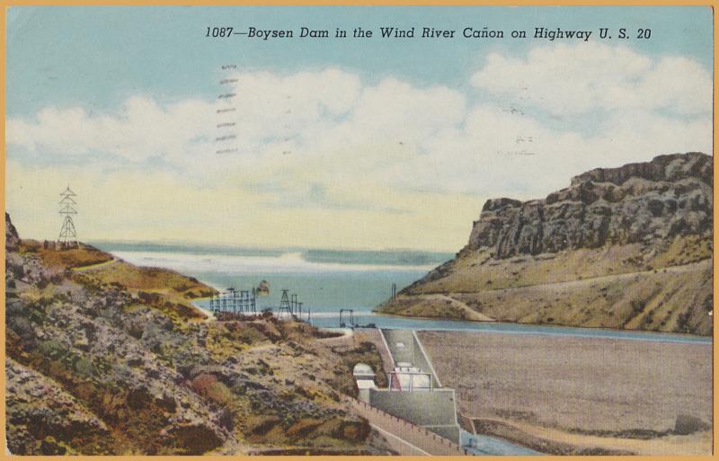 Boysen Dam in the Wind River Canon, on Highway U.S. 20, Wyoming - 1953