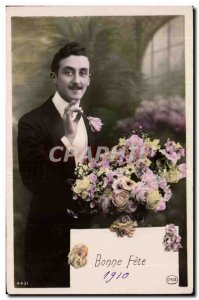Postcard Old Man Fancy Bonne fete 1910