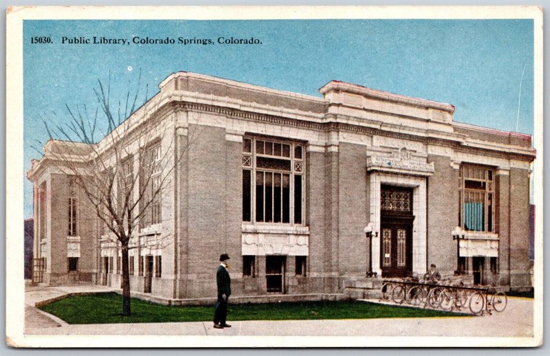 Vtg Colorado Springs CO Public Library 1920s Old View Postcard