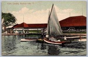K51/ Buckeye Lake Park Ohio Postcard c1910 Public Boat Landing Sailboat 23