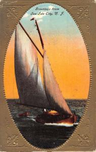 Sea Isle City New Jersey Greetings Sail Boat Scene Antique Postcard K29748