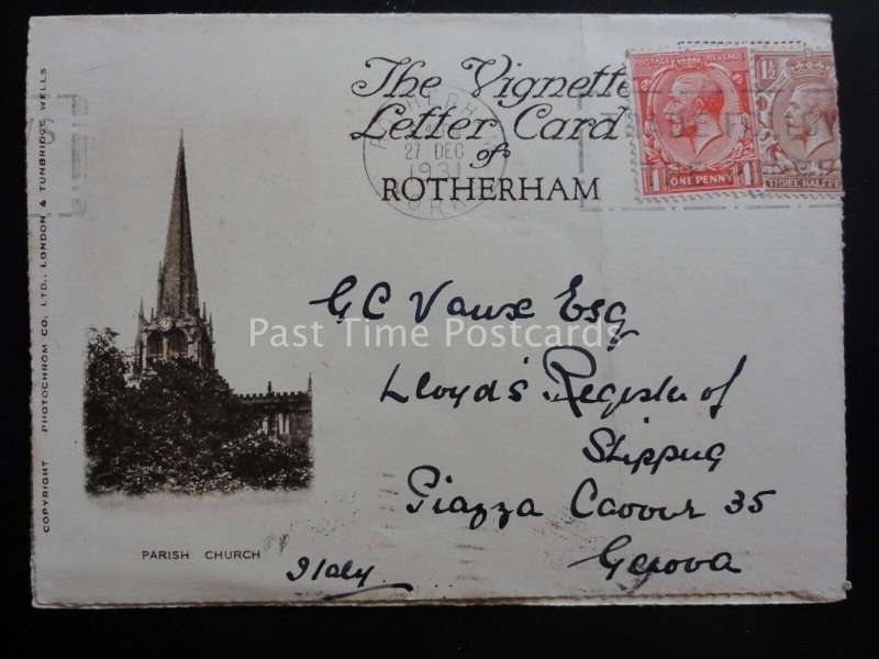 Yorkshire ROTHERHAM Parish Church & Ruins c1931 Lettercard by Photochrom