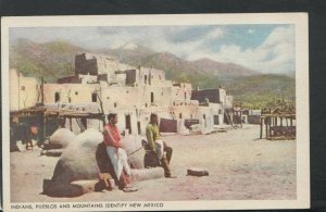 America Postcard - Indians, Pueblos & Mountains Identify New Mexico  RS16877