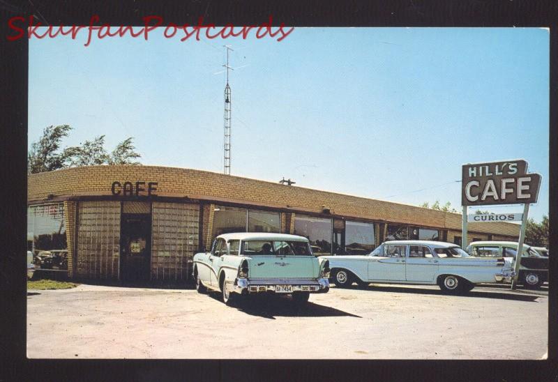 VEGA TEXAS ROUTE 66 HILLS CAFÉ RESTAURANT 1960's CARS ADVERTISING POSTCARD