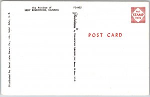 New Brunswick Canada Map Quebec Nova Scotia Ocean and Beaches Postcard