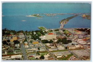 1968 Air View Of Downtown Clearwater Florida FL, Building Street Scene Postcard 