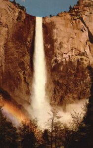 Bridalveil Fall Yosemite's Waterfalls National Park California Vintage Postcard