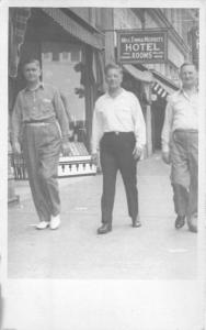 1940s Three men Merritt Hotel Street Scene RPPC real photo postcard 4360