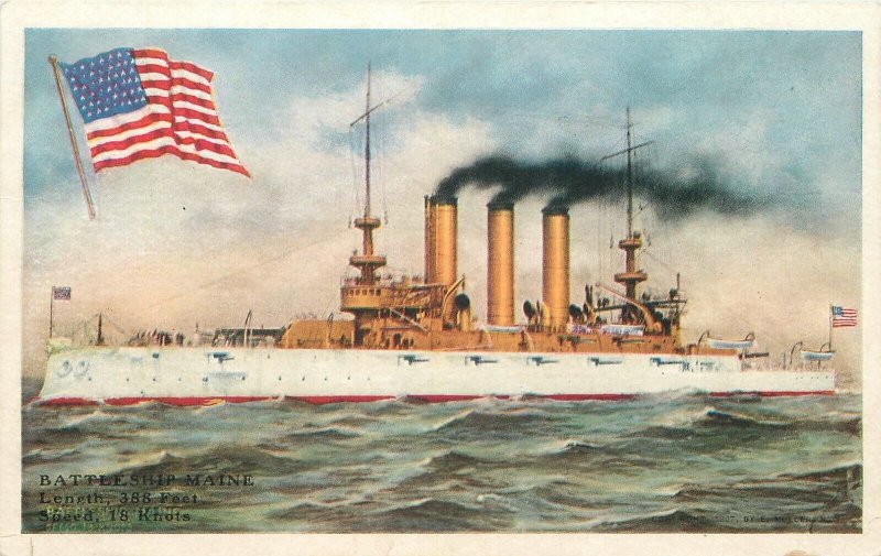 Postcard C-1910 Navy Military Battle Shop Maine Transportation 23-11254