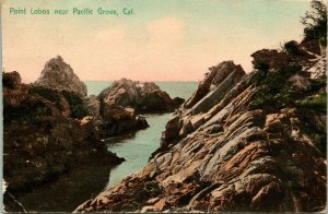 Vtg Postcard 1910 Point Lobos Pacific Grove California Hand Colored - M. Reider 