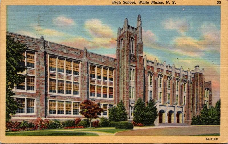 High School White Plains New York 1949 Curteich