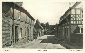 Puddletowm Dorset UK 1920s RPPC Photo Postcard #PDTN-21 Street Scene 21-379