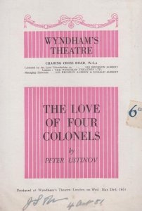 Peter Ustinov The Love Of Four Colonels Military Wyndhams London Theatre Prog...