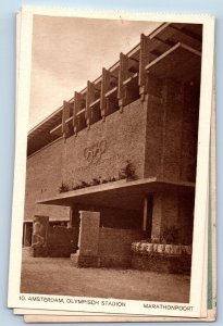 Amsterdam Netherlands Postcard Olympic Stadium Marathon Gate 1937 Vintage