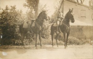 WW1 German horses mounted soldiers instant photo postcard