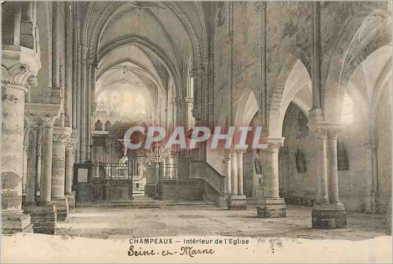 Postcard Old Champeaux Seine et Marne Interior of the Church