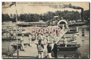 Old Postcard Avignon 7th Army engineering maneuvers performed on the Rhone Op...